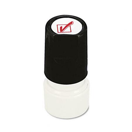 UNIVERSAL BATTERY Universal One-Color Round Message Stamp Check Mark Pre-Inked/Re-Inkable Red 10075